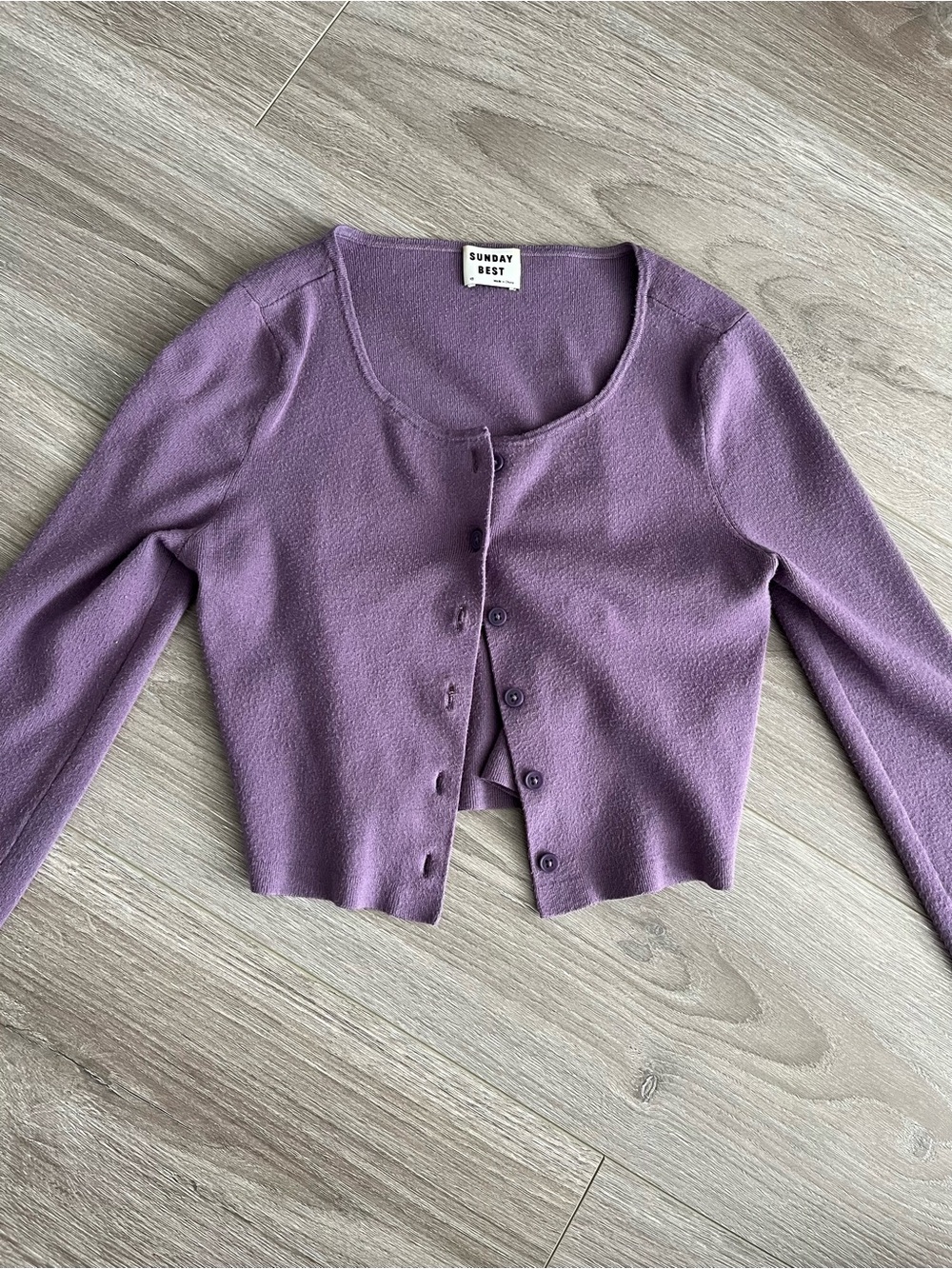 Sunday Best Lilac Button-Front Cropped Cardigan
